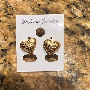 Gold Heart Stud Earrings